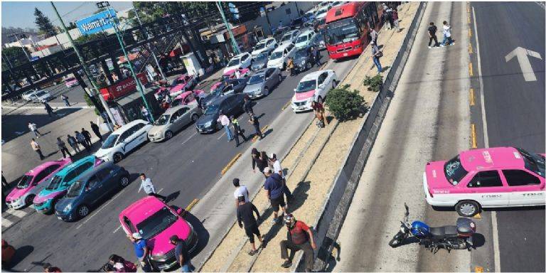 Taxistas generan bloqueo en la zona sur de la CDMX