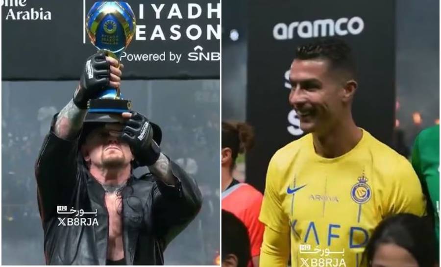 As&iacute; reaccion&oacute; Cristiano Ronaldo ante la aparici&oacute;n de The Undertaker en la Riyad Season Cup