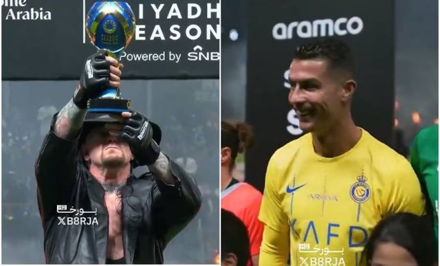 Así reaccionó Cristiano Ronaldo ante la aparición de The Undertaker en la Riyad Season Cup