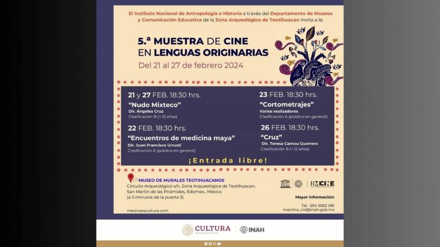 Anuncian Quinta Muestra de Cine en Lenguas Originarias en el Museo de Murales Teotihuacanos