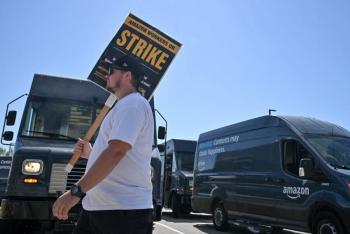 Huelga de Amazon y de repartidores de Uber y Deliveroo en San Valent&iacute;n en Reino Unido