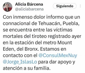 Mexicano es la v&iacute;ctima mortal en tiroteo en Metro de NY; fue alcanzado por una bala p&eacute;rdida: SRE