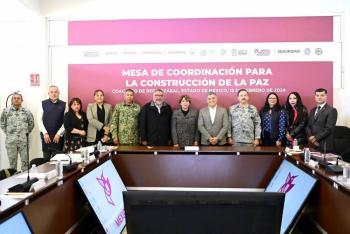 Delfina Gómez instala Mesa de Coordinación para la Construcción de la Paz en Coacalco; disminuyen 9 delitos de alto impacto