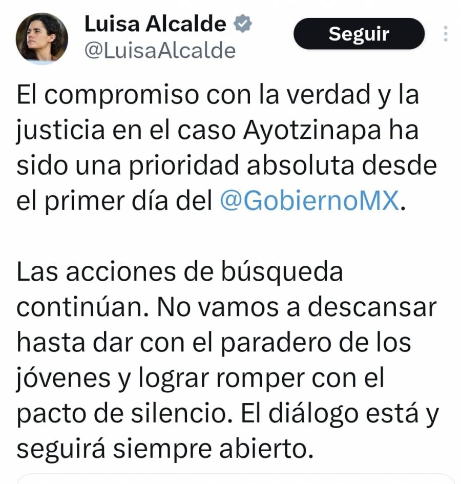 Segob reitera que caso Ayotzinapa es prioridad y el diálogo estará siempre abierto