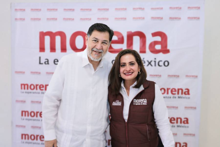 Gerardo Fernández Noroña respalda a Alma Alcaraz en actividades de campaña en Guanajuato