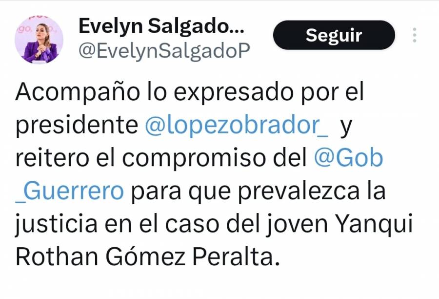 Nadie por encima de la ley, dice Evelyn Salgado respecto a policías que dispararon a normalista