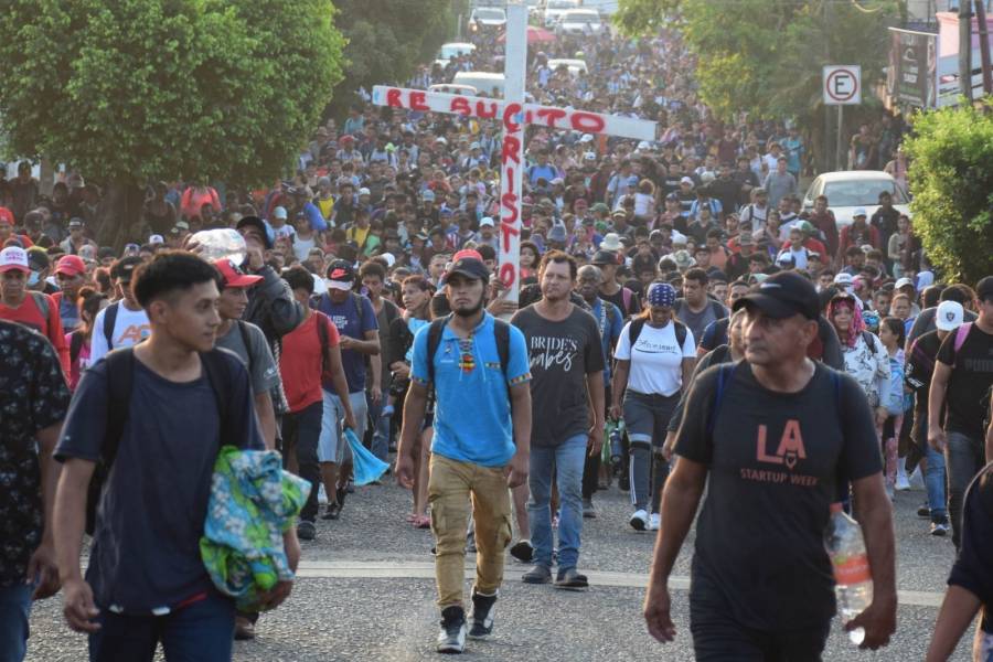 Migrantes solicitan libre tránsito en su paso por Chiapas