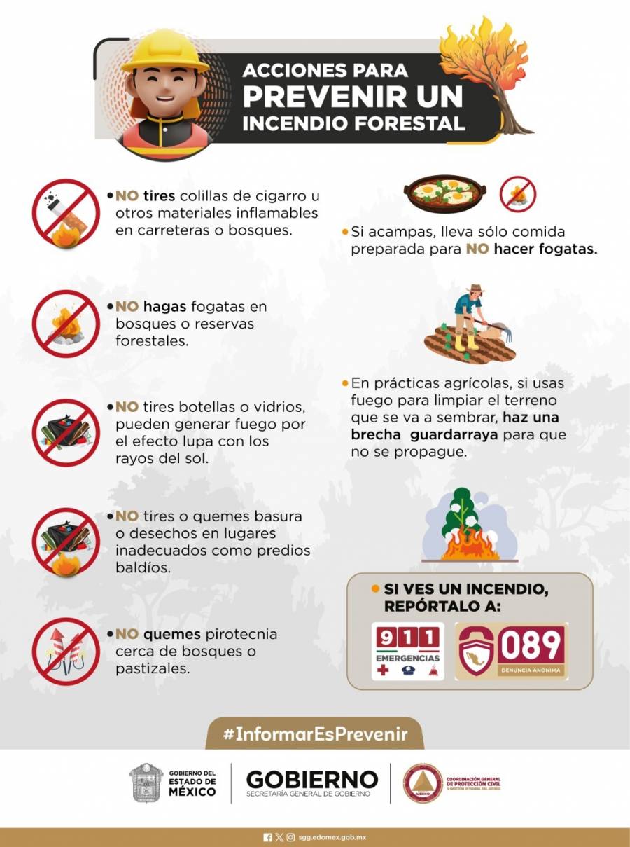 Emite Protección Civil recomendaciones para prevenir incendios forestales en el Edomex