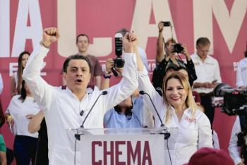 Claudia Delgadillo reaparece en arranque de campa&ntilde;a de “Chema” Mart&iacute;nez