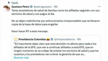 Prestadores de salud y afiliados a Sanitas seguir&aacute;n con servicios y pagos al d&iacute;a: Petro