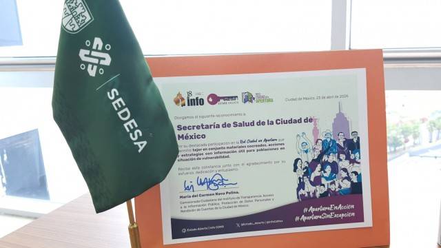 La SEDESA recibe reconocimiento por su participación en la Red Ciudad en Apertura   