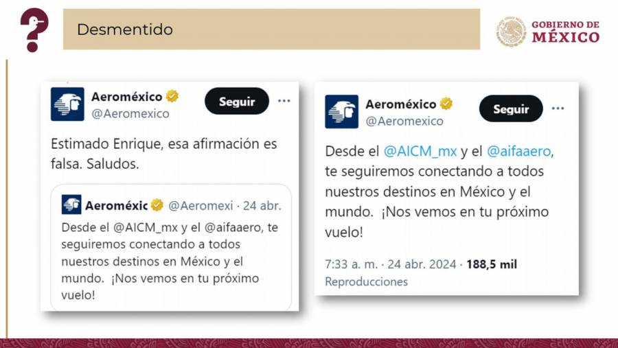 Desmienten en ma&ntilde;anera que Aeromexico deje de operar desde AIFA