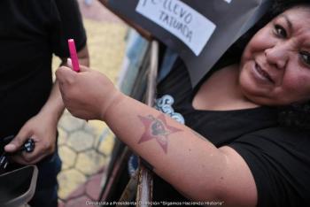 Claudia Sheinbaum comparte tatuaje de una seguidora en Tl&aacute;huac