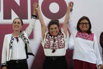 Claudia Sheinbaum llama a votar en masivo acto en Iztapalapa
