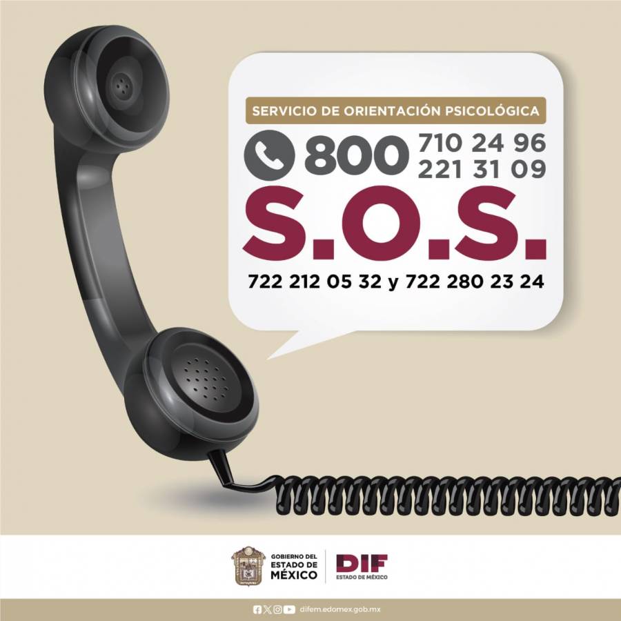 ¿Dónde recibir ayuda psicológica? El DIFEM ofrece servicio gratuito vía telefónica a nivel estatal, nacional e internacional