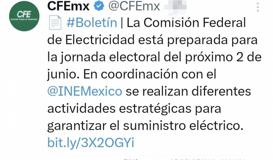 CFE se dice preparada para jornada electoral