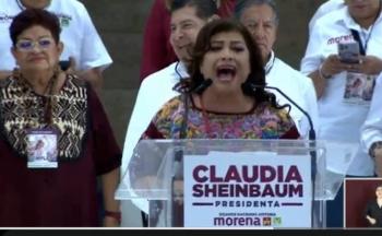 Clara Brugada abre evento de cierre de campaña de Claudia Sheinbaum en el Zócalo