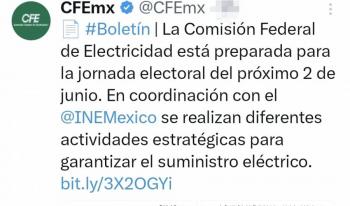 CFE se dice preparada para jornada electoral