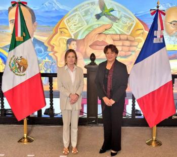 Recibe Delfina G&oacute;mez a Embajadora de Francia en M&eacute;xico