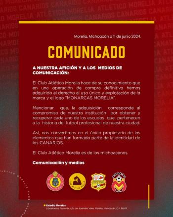 Club Atl&eacute;tico Morelia recupera Marca y logo de Monarcas Morelia