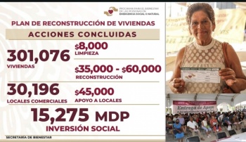 Gobierno entrega m&aacute;s de 301 mil apoyos para limpieza de reconstrucci&oacute;n en Acapulco