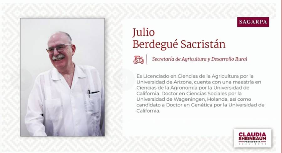 Julio Berdegué Sacristán próximo titular de la Secretaría de Agricultura y Desarrollo Social