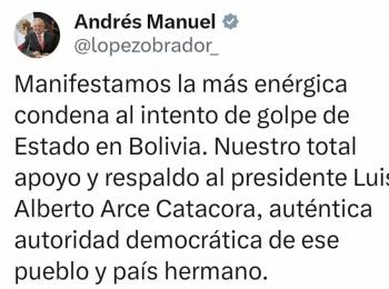 AMLO y Claudia se solidarizan con Bolivia ante el intento de un golpe de estado