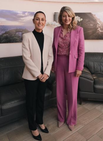 Claudia Sheinbaum recibe a la Ministra de Asuntos Exteriores de Canad&aacute;, M&eacute;lanie Joly, para fortalecer relaciones bilaterales