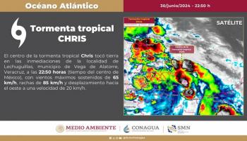 Tormenta Chris ingresa a las costas de Veracruz; se alista CFE ante posibles emergencias