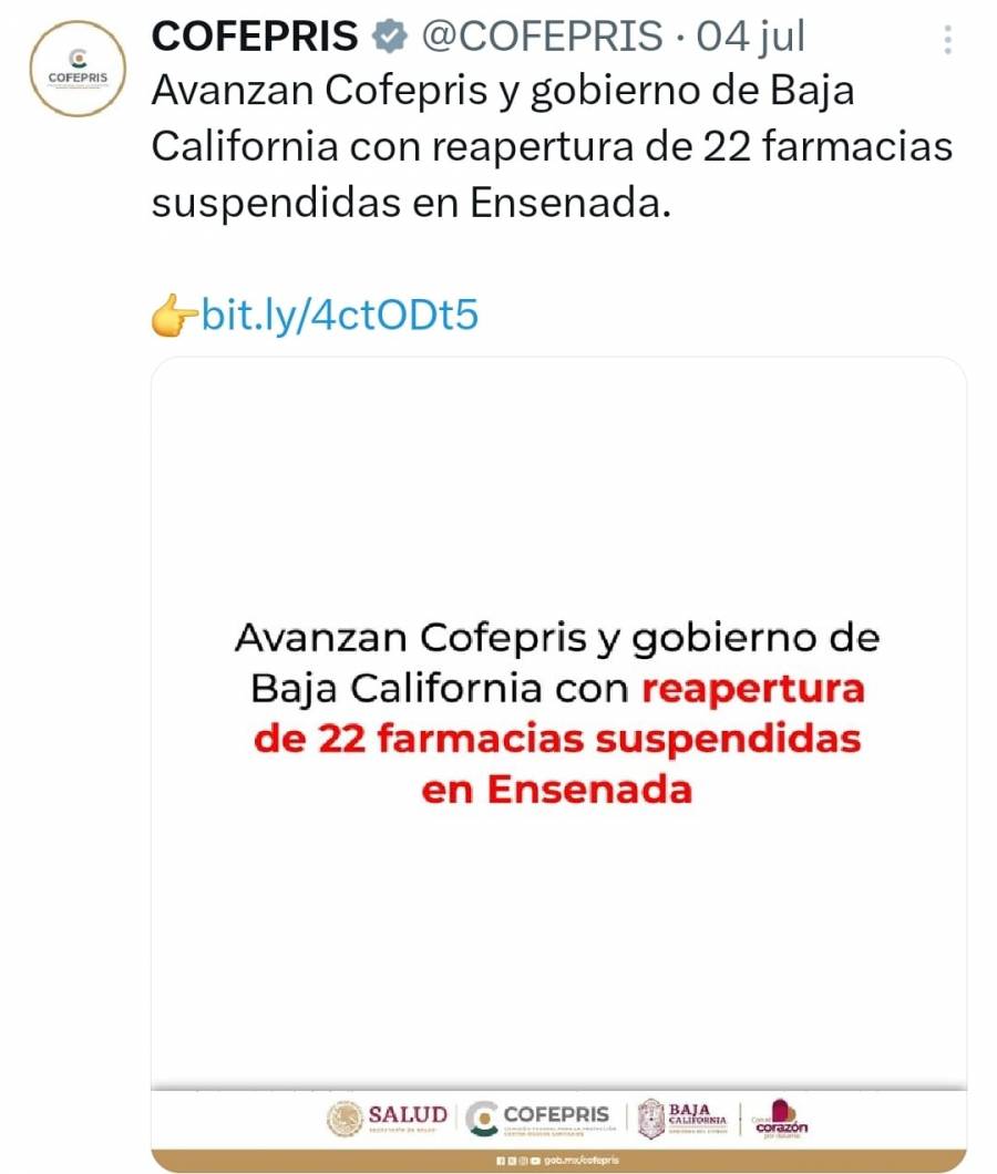 Acusan a Cofepris de provocar problema de desabasto de medicamentos en Baja California