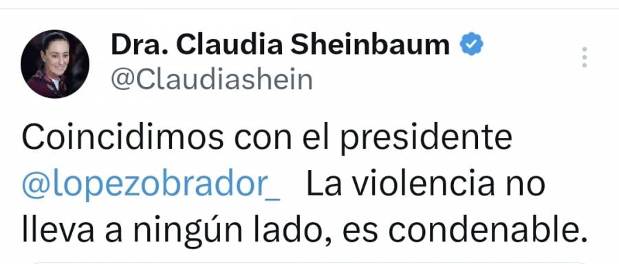 Sheinbaum se suma a descalificación de AMLO a ataque a Trump