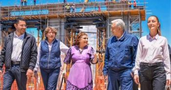Clara Brugada acompa&ntilde;a a AMLO y Sheinbaum a supervisi&oacute;n de obras de movilidad