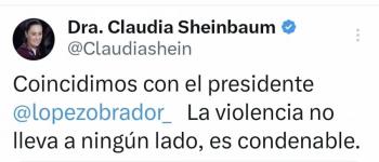 Sheinbaum se suma a descalificaci&oacute;n de AMLO a ataque a Trump