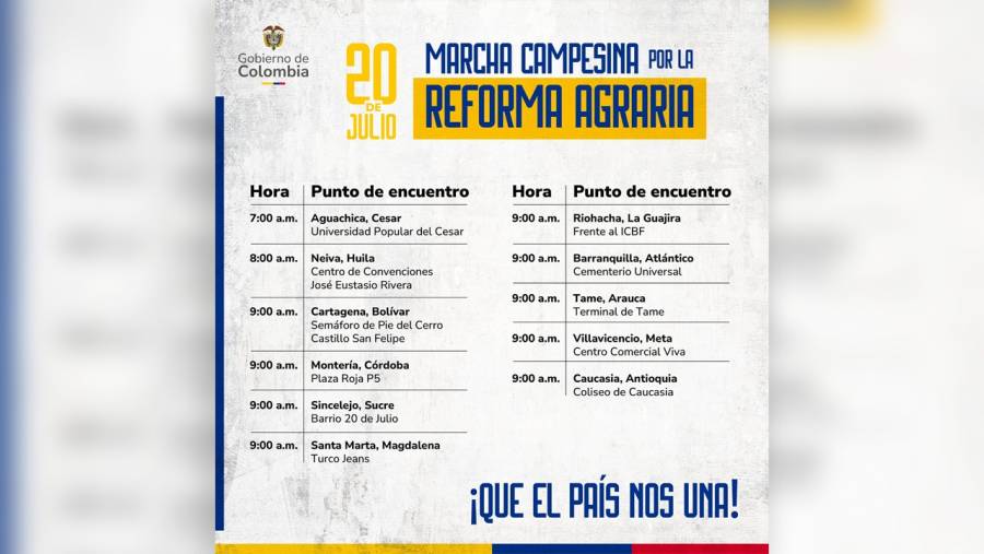 El campesinado se moviliza este 20 de Julio por la Reforma Agraria