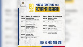 El campesinado se moviliza este 20 de Julio por la Reforma Agraria