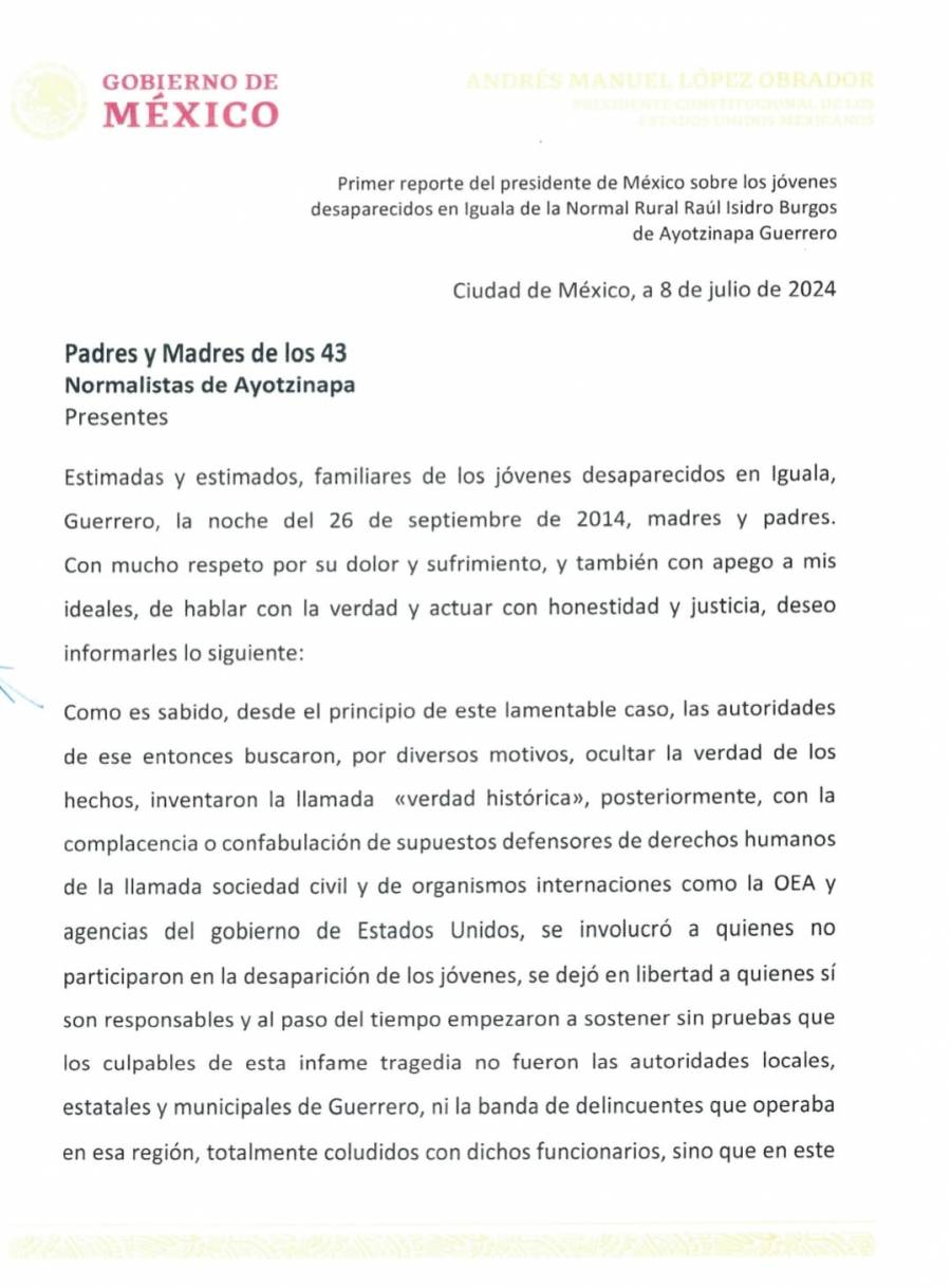 AMLO ve posible venganza del extranjero en señalamientos contra militares en caso Ayotzinapa