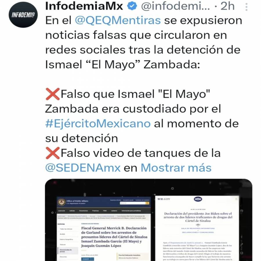 ¿Cu&aacute;les son las tres mentiras en redes sociales sobre la detenci&oacute;n de ‘El Mayo’ Zambada?