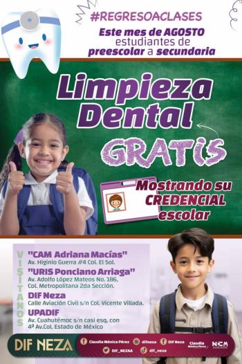 Ofrecen limpieza dental gratuita para ni&ntilde;as y ni&ntilde;os de 4 a 14 a&ntilde;os de educaci&oacute;n b&aacute;sica en Neza