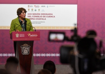 Gobernadora Delfina G&oacute;mez prioriza plan h&iacute;drico con Claudia Sheinbaum y Clara Brugada