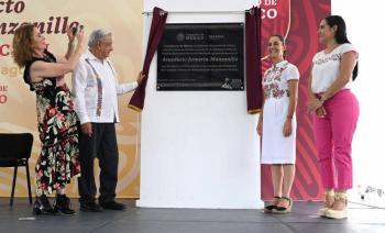 AMLO y Sheinbaum inauguran acueducto Armer&iacute;a-Manzanillo