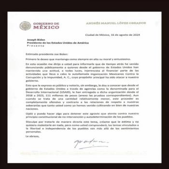 AMLO revela carta enviada a Biden para frenar financiamiento a MCCI ¿Qu&eacute; dice?
