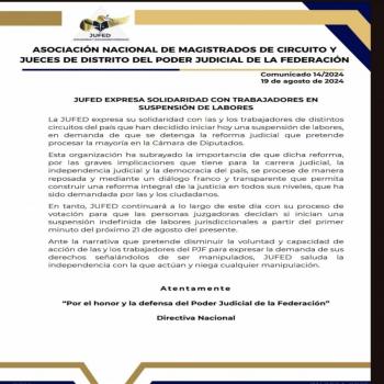Esta noche, jueces decidir&aacute;n si tambi&eacute;n paran labores a partir del 21 de agosto