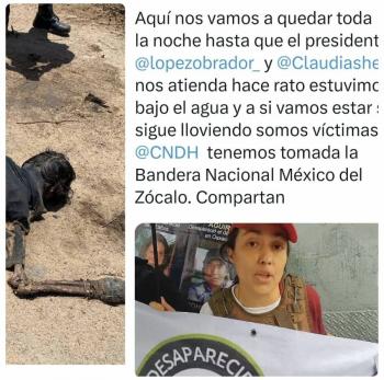 Toman asta del Z&oacute;calo familiares de desaparecidos, ondear&aacute; bandera esta noche en s&iacute;mbolo de guerra, dicen