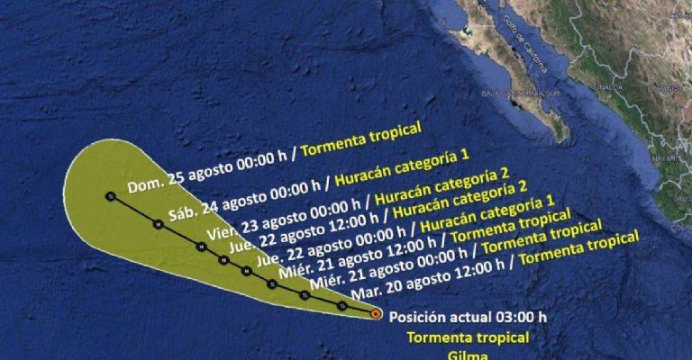 Huracán Gilma alcanza categoría 3 pero no representa amenaza para México