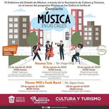 Lleva Secretar&iacute;a de Cultura y Turismo la m&uacute;sica a las calles para el disfrute de las y los mexiquenses