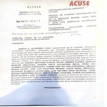 Anuncia Morena recursos de recaudaci&oacute;n contra ministra Pi&ntilde;a y ministro Carranc&aacute;, y va por otro de reclamaci&oacute;n