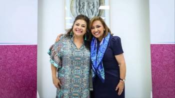 Clara Brugada presenta proyecto Utop&iacute;as a Gobernadora de Tlaxcala en reuni&oacute;n de intercambio