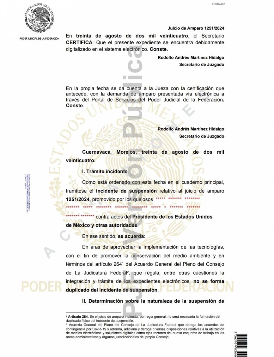 Jueza de Morelos otorga amparo para frenar discusión de reforma judicial