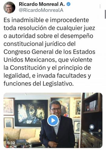 Inadmisible e improcedente suspensi&oacute;n a reforma judicial v&iacute;a amparo