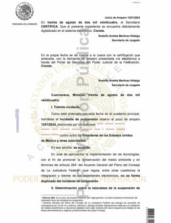 Jueza de Morelos otorga amparo para frenar discusi&oacute;n de reforma judicial